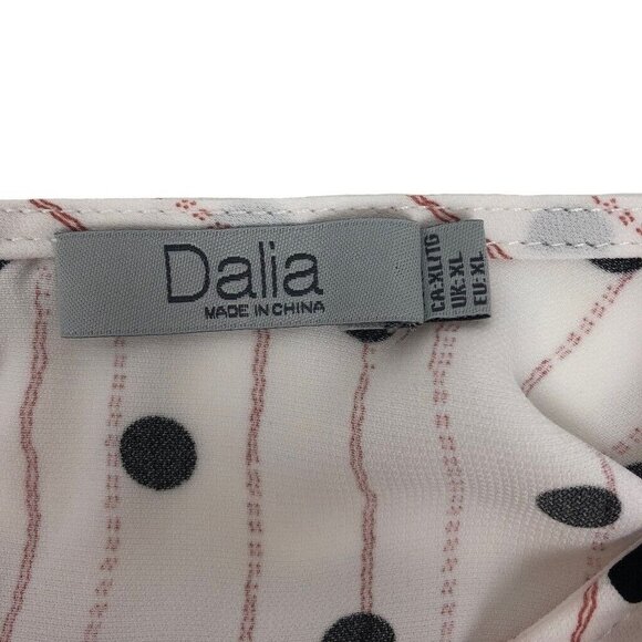 Dalia White Polka Dot Printed Sleeveless Top Blouse High Neck Flowy Shirt XL - Picture 6 of 6
